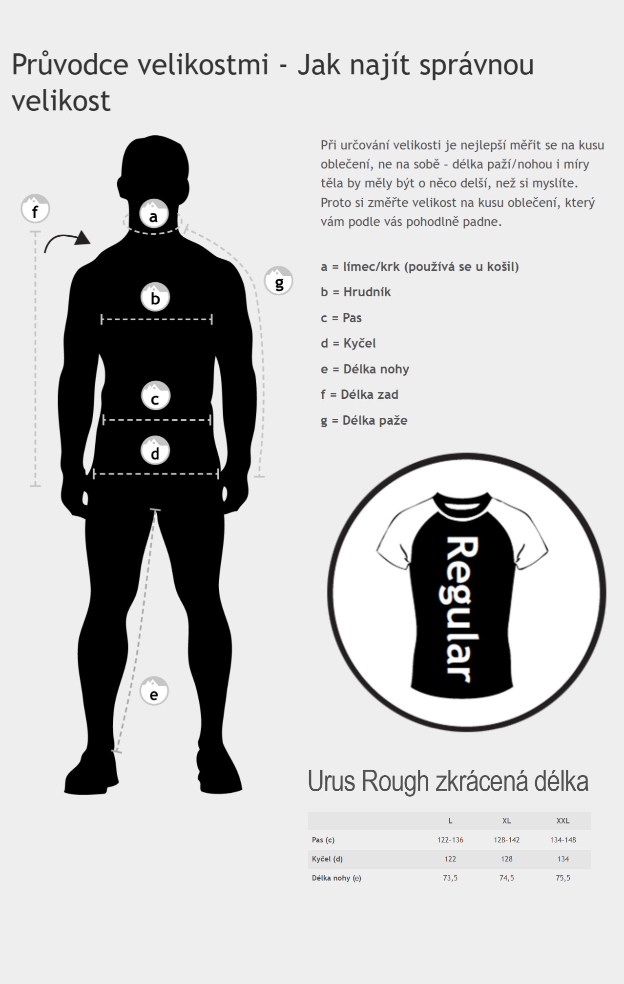 Kalhoty Geoff Anderson Urus Rough (zkrácená délka) - průvodce velikostmi
