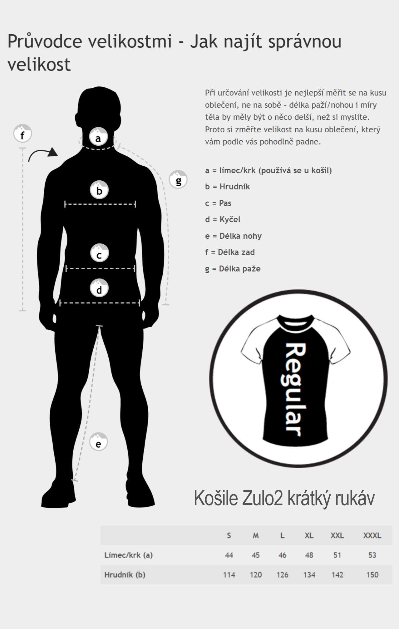 Košile Geoff Anderson Zulo2 krátký rukáv zelená - průvodce velikostmi